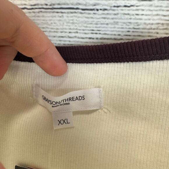 Grayson Threads Plus Size Cream Ribbed I Love Cowboys Crop Tee Size XXL - Picture 4 of 6